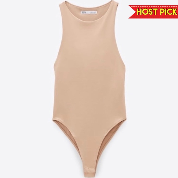 ZARA | NUDE HALTER NECK BODYSUIT - Picture 1 of 8